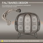 Gartenstuhl 2-Sitzer Papasansessel mit Faltbarem Korb und Kissen, Loungesessel für Balkon und Terrasse, Stahl in Sand, 126 x 75 x 142 cm – Bild 6