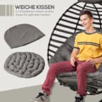 Hängesessel Hängekorb mit Gestell für 1 Person, faltbare Hängeschaukel mit Kissen, Stahl, 126x118x172cm für Garten & Balkon – Bild 5