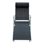 Sonnenliege klappbar Gartenliege mit Kissen, Metall und Stoff Schwarz für Strand und Terrasse – Bild 7