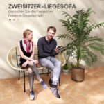 2-Sitzer Gartenbank Polyrattan, wetterfest Sitzbank im Rattangeflecht-Design, für Balkon, Terrasse, Garten, Khaki – Bild 7