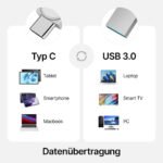 USB Stick 64GB / USB C & USB 2.0 / 2-in-1 OTG Speicherstick / Mini Metall Memory Stick / Schlüsselanhänger / Silber – Bild 7