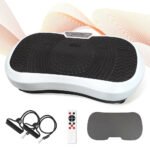 Vibrationsplatte mit 12 Programmen und 99 Intensitätsstufen für effizientes Training / Fitnessplatte inkl. Fernbedienung und 2 Widerstandsbändern / Fett verlieren und Fitnesstraining von Zuhause mit Vibrationsgerät