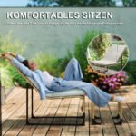 Rattan Relaxsessel mit Fußhocker, Outdoor Rattanstuhl Gartenstuhl für Garten, Balkon, Terrasse, Naturholz – Bild 5