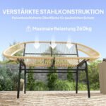 2-Sitzer Gartenbank Polyrattan, wetterfest Sitzbank im Rattangeflecht-Design, für Balkon, Terrasse, Garten, Khaki – Bild 6