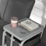 Hollywoodschaukel 2-Sitzer Schaukelbank mit Baldachin, Tasche, Gartenschaukel mit Tablett, bis 180 kg Belastbar, für Garten, Balkon, Schwarz – Bild 8