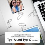 USB Stick 64GB / USB C & USB 2.0 / 2-in-1 OTG Speicherstick / Mini Metall Memory Stick / Schlüsselanhänger / Silber – Bild 2