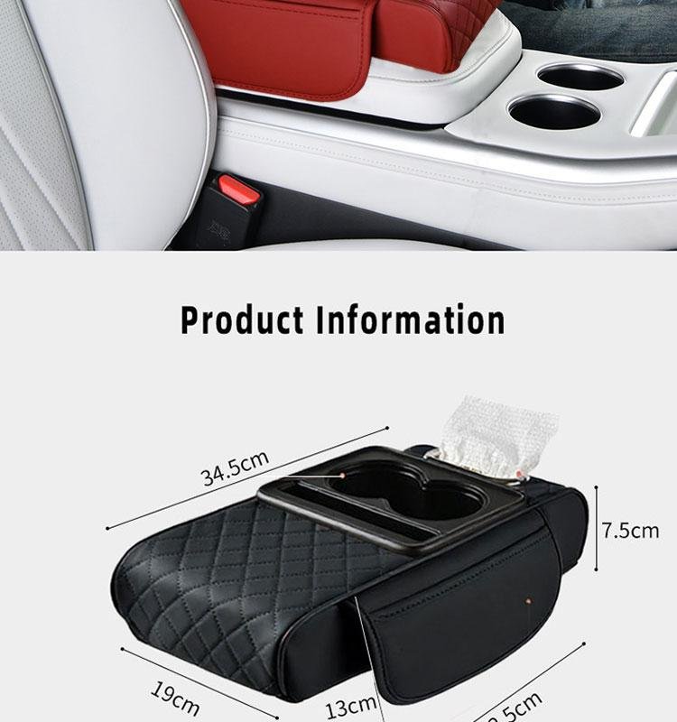 Car interior accessories armrest box storage bag for storage and organization of universal car interior accessories, cup holder and mobile phone storage cabinet for long-distance driving travel, car center console armrest pad, multi-function storage bag