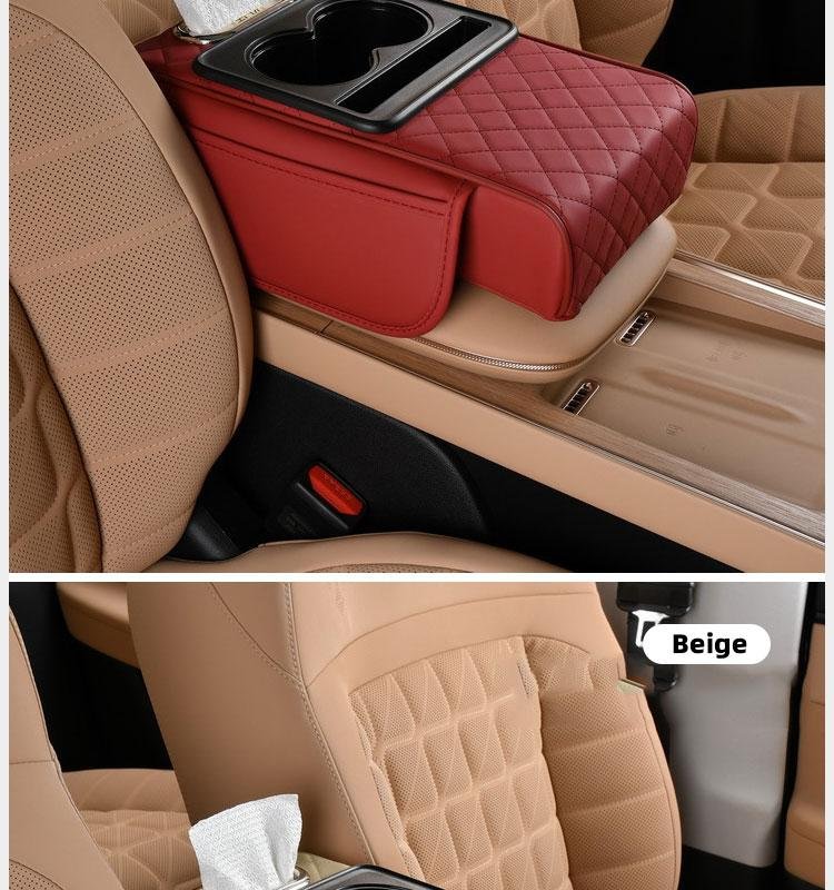 Car interior accessories armrest box storage bag for storage and organization of universal car interior accessories, cup holder and mobile phone storage cabinet for long-distance driving travel, car center console armrest pad, multi-function storage bag