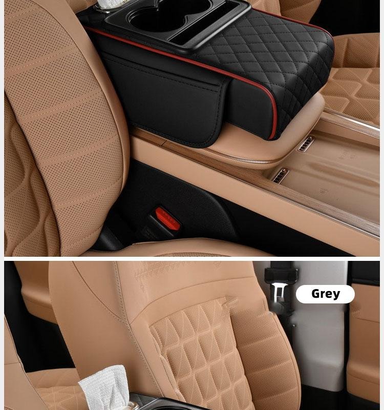 Car interior accessories armrest box storage bag for storage and organization of universal car interior accessories, cup holder and mobile phone storage cabinet for long-distance driving travel, car center console armrest pad, multi-function storage bag