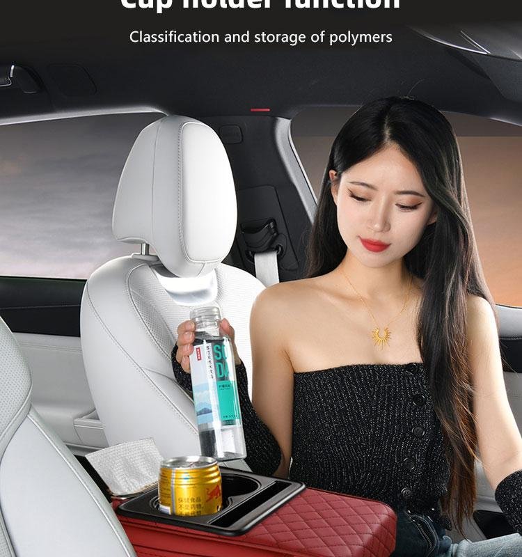 Car interior accessories armrest box storage bag for storage and organization of universal car interior accessories, cup holder and mobile phone storage cabinet for long-distance driving travel, car center console armrest pad, multi-function storage bag