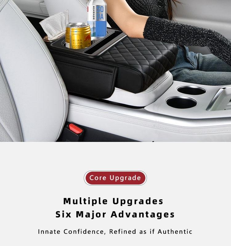 Car interior accessories armrest box storage bag for storage and organization of universal car interior accessories, cup holder and mobile phone storage cabinet for long-distance driving travel, car center console armrest pad, multi-function storage bag
